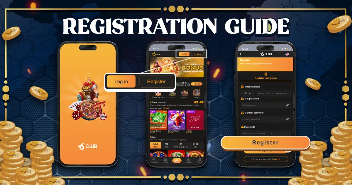 6 Club Register – Step by Step Sign Up Process on Mobile